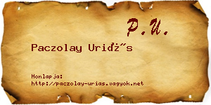 Paczolay Uriás névjegykártya